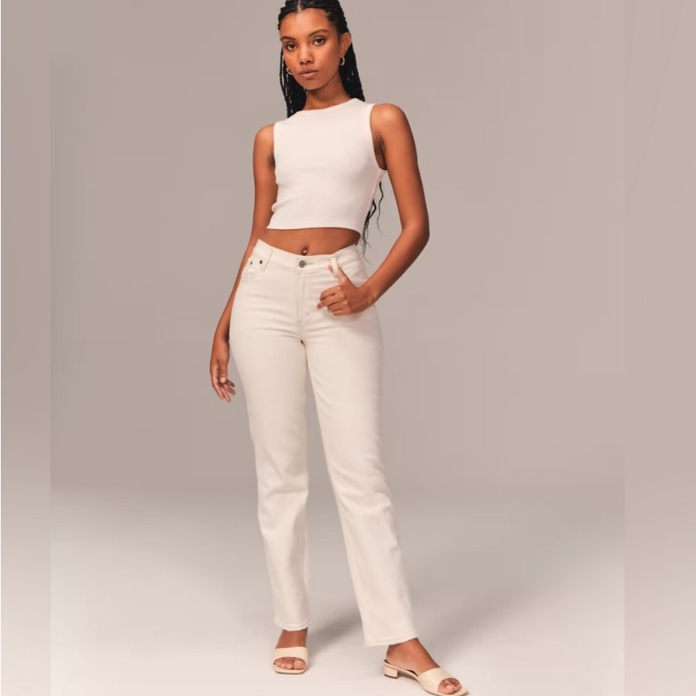 Abercrombie 90s Straight Low Rise - Cream